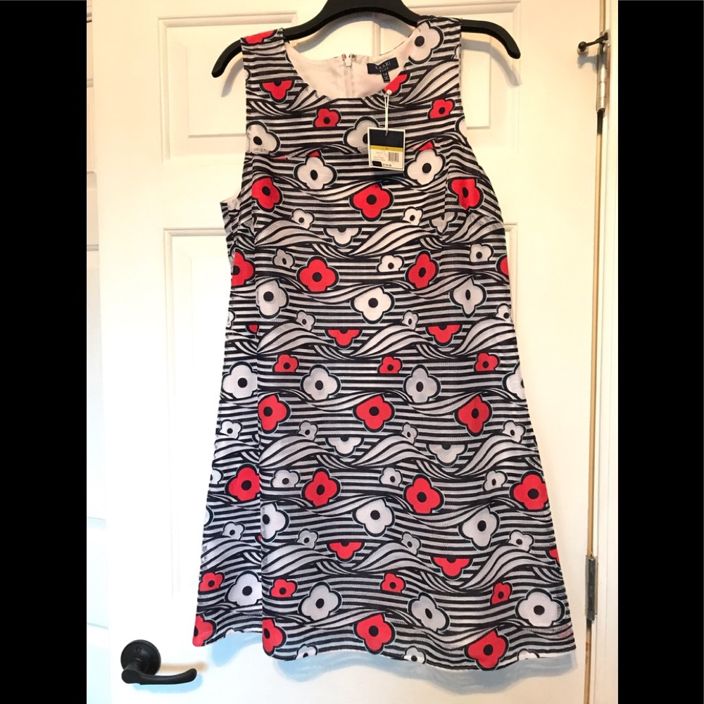 Kaari Blue Navy Floral NWT Sleeveless Dress 14